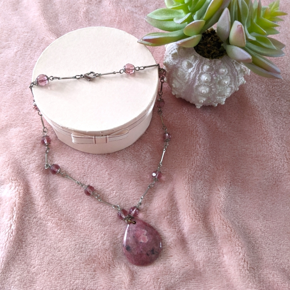 Pink stone necklace